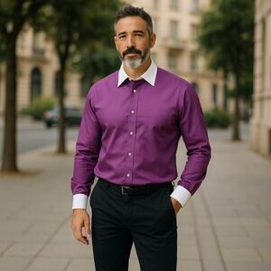 Donald J Trump Men's 15.5 32/33 Signature Maroon White Dress Shirt Medium